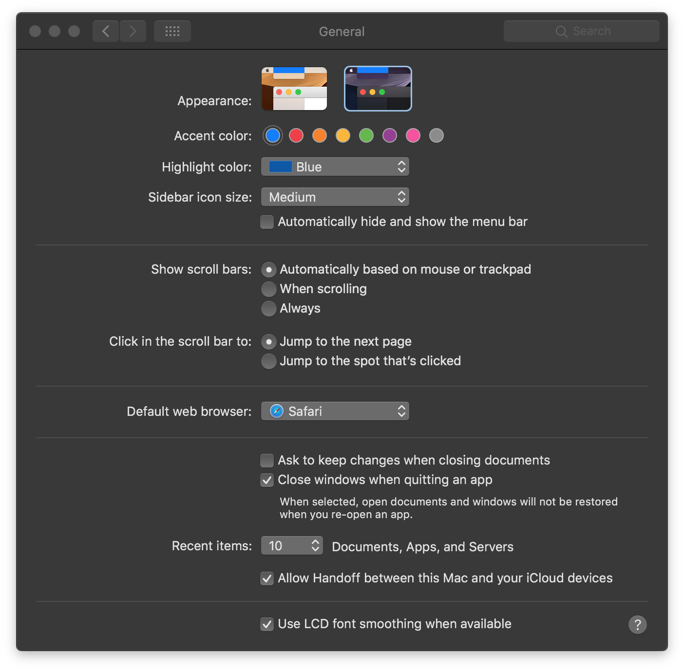 macOS-Mojave-System-Preferences-General-Dark-Mode