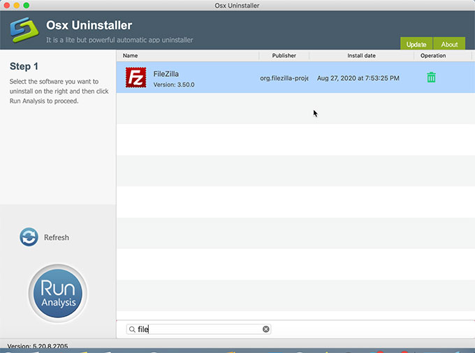 Uninstall FileZilla