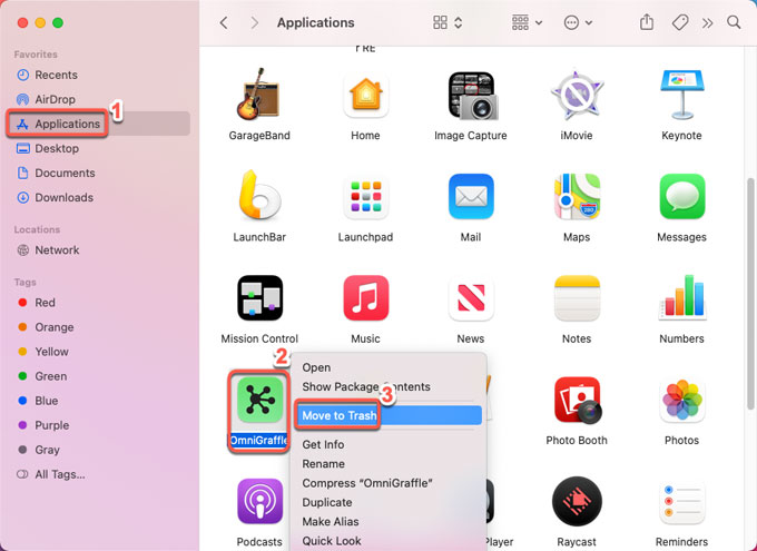 move OmniGraffle to Trash