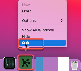 quit OmniGraffle in Dock