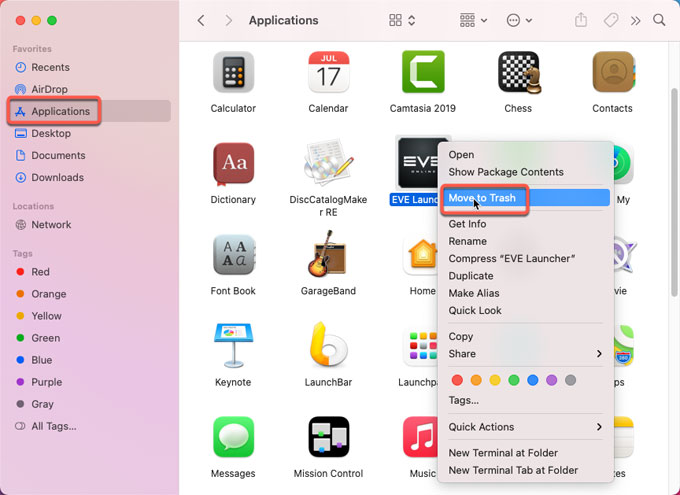 Move EVE Launcher to trash