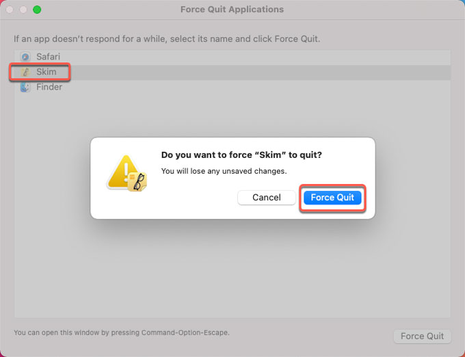 force quit Skim