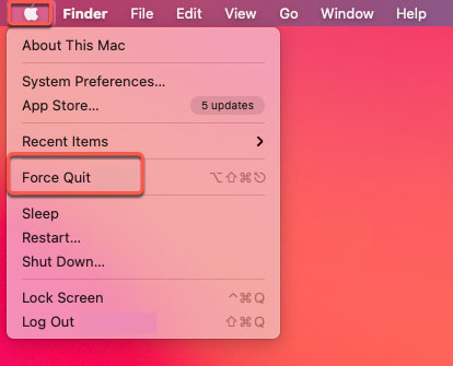 force quit from Apple menu